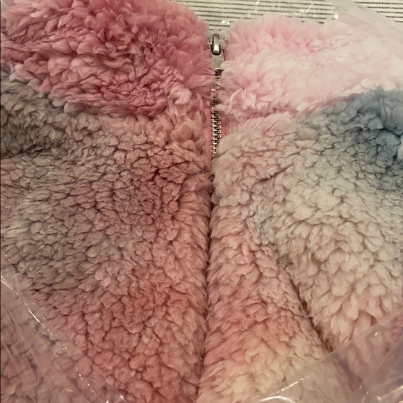 PEACH LOVE Sherpa Fleece Tie Dye Half Zip Mauve - Picture 6 of 7